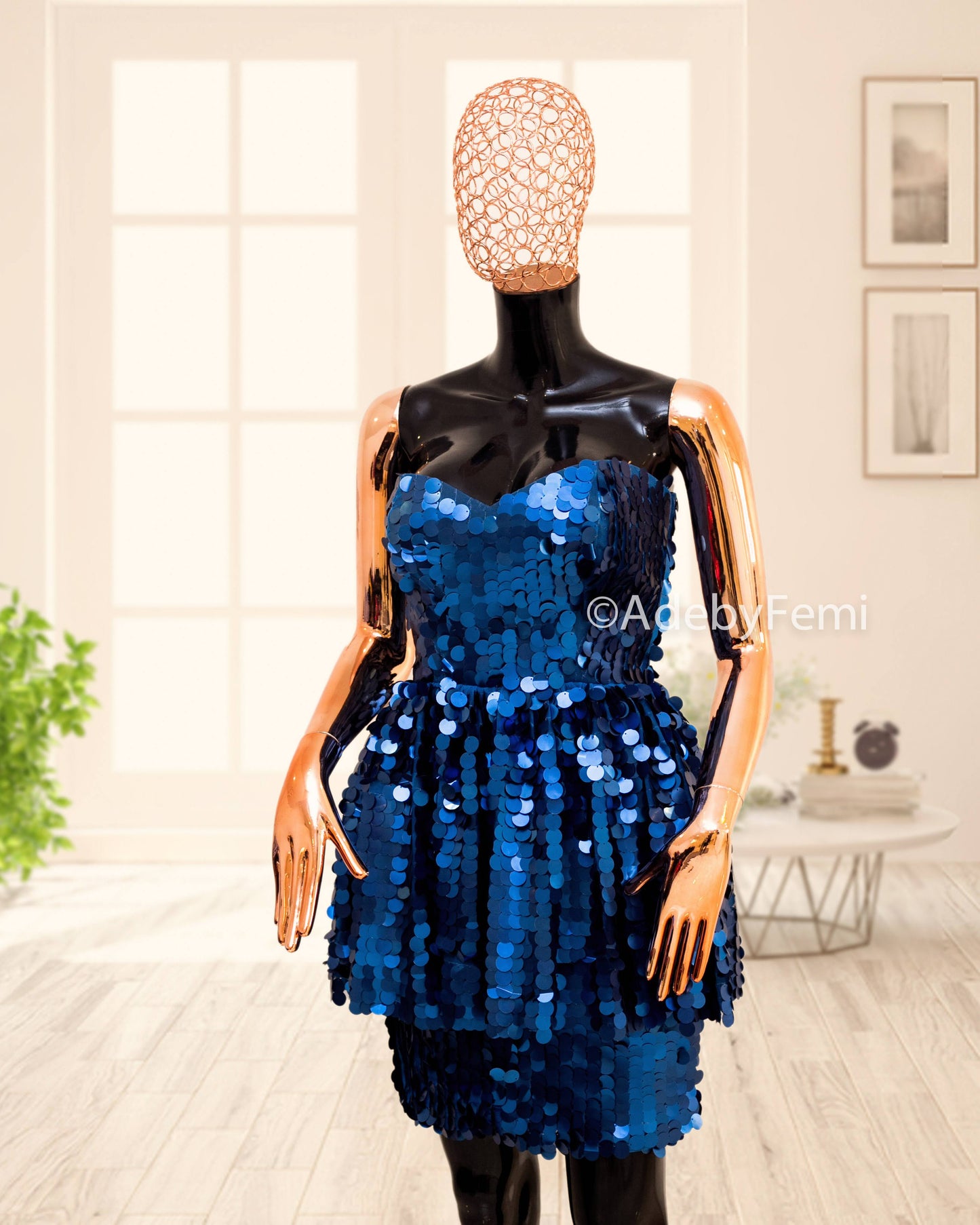 Farah dress blue close