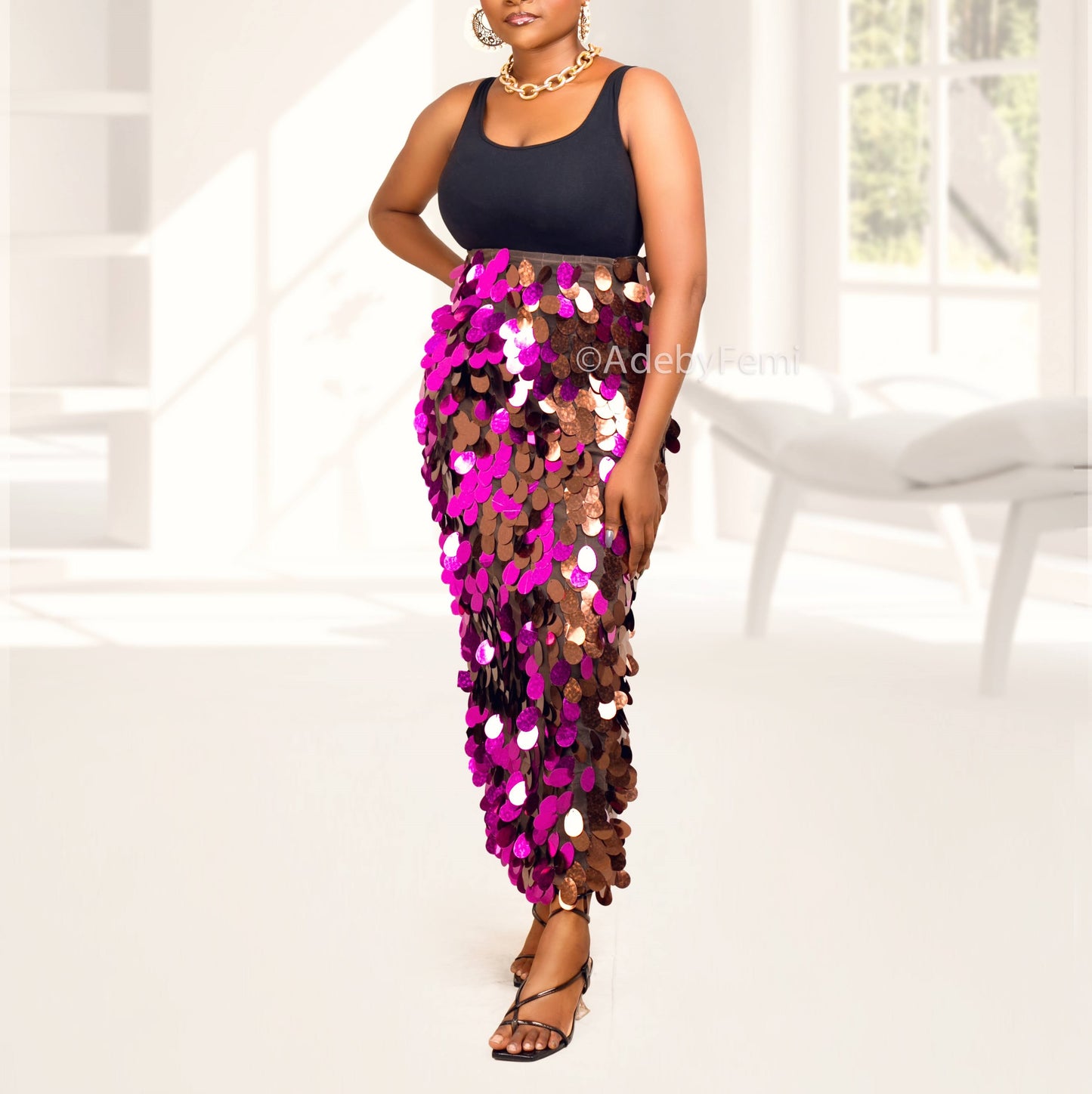 Henri skirt fuchsia model