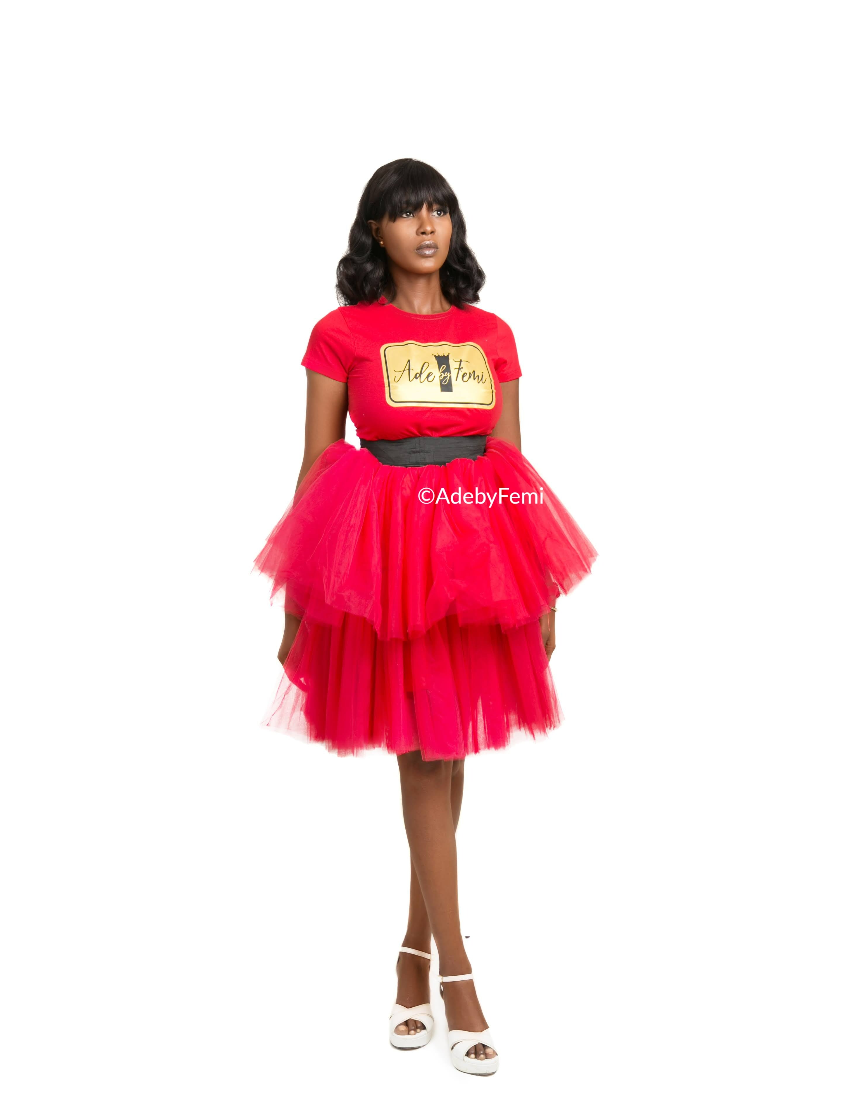 Big red tulle skirt sale